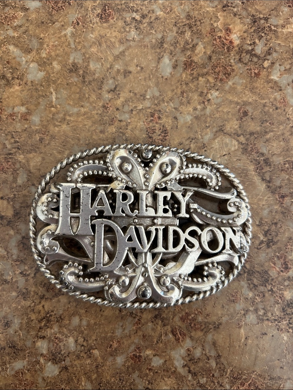 Harley-Davidson Silver-Tone Ornate Logo Belt Buckle